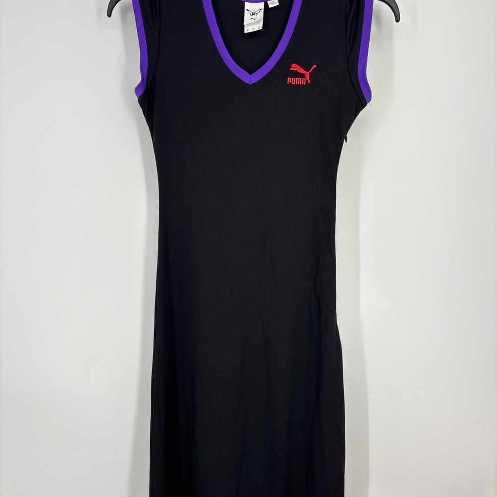 PUMA Dua Lipa Maxi Dress Black Cap Sleeve Size XS